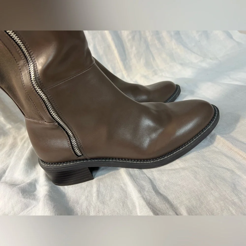 Brown Knee-High Zipped Boots - Picture 9 of 16